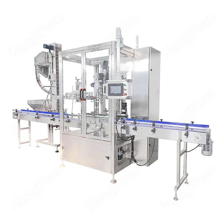 Automatic tracking type motor oil barrel capping machine