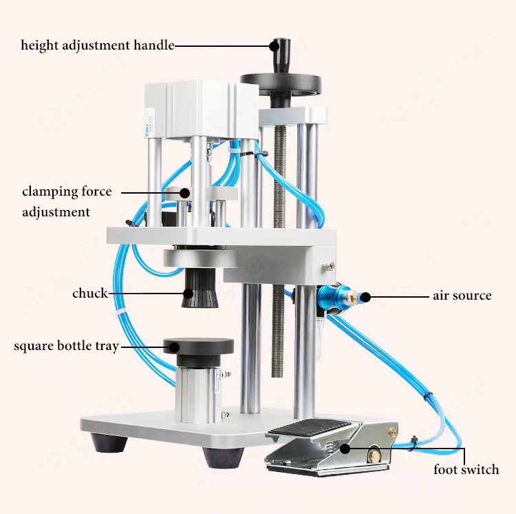 HYZG-100 Semi-automatic Pneumatic Aluminum Bottle Collar Ring Spray Lid Crimping Capping Machine .jpg
