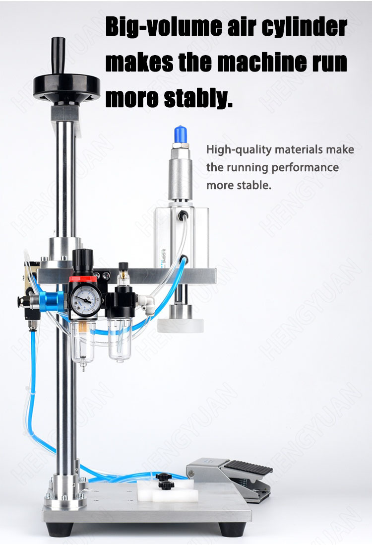 Semi-automatic pressing-on capping machine table top one head