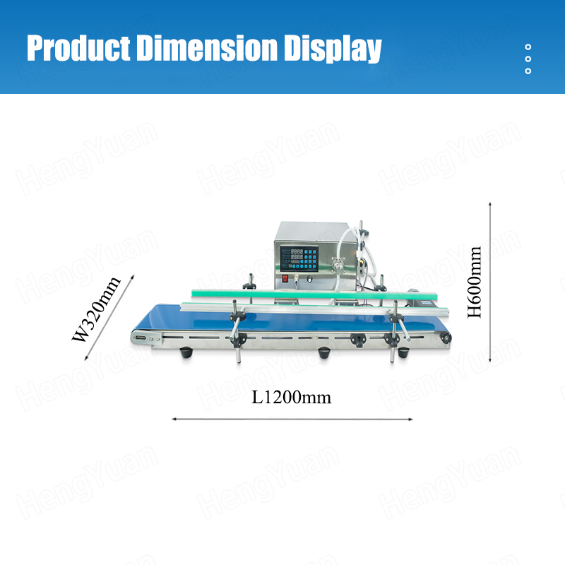 HY-LS6000 Tabletop Automatic Magnetic Pump Filling Machine Dimension Display