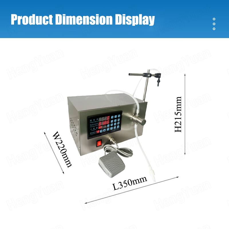 HY-GFK980 Tabletop magnetic pump filling machine Dimension Display
