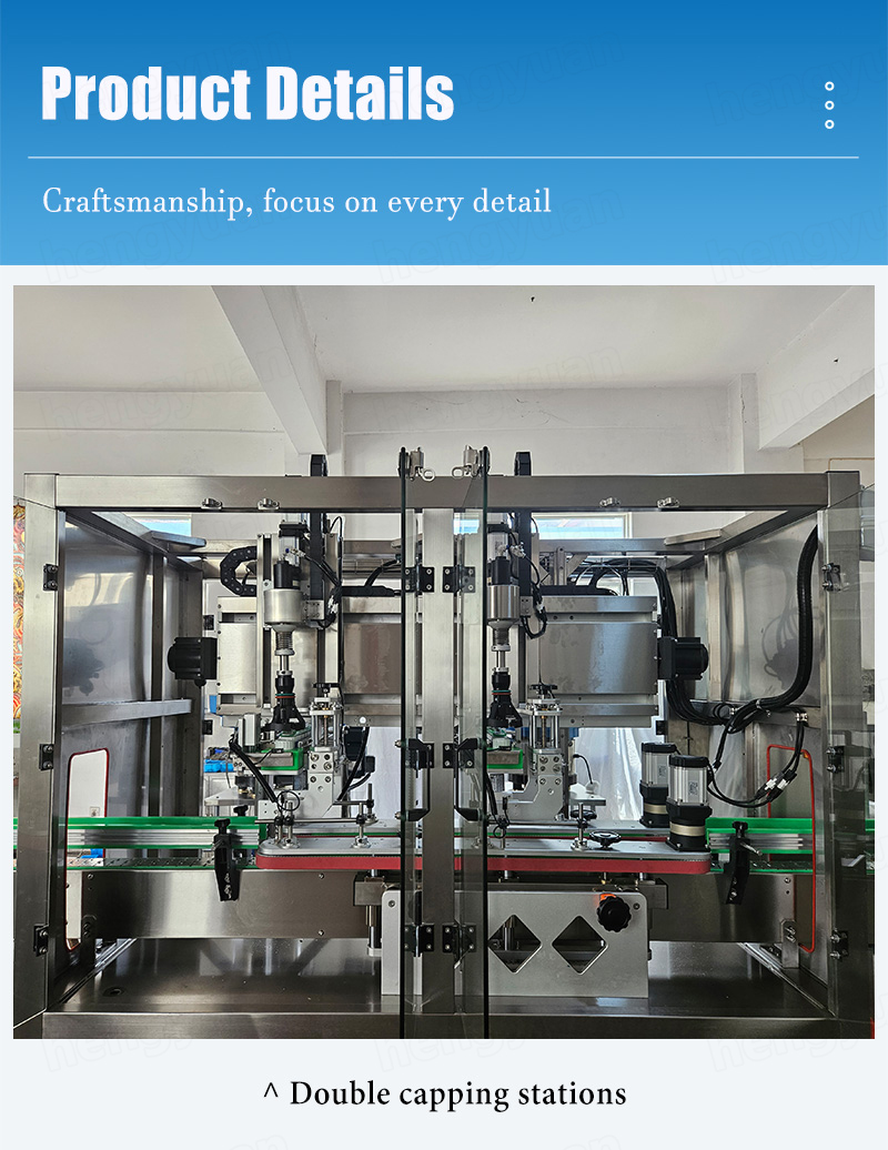 HYXG-2D Automatic Screwing-on Bottle Capping Machine Detail Double Capping Stations